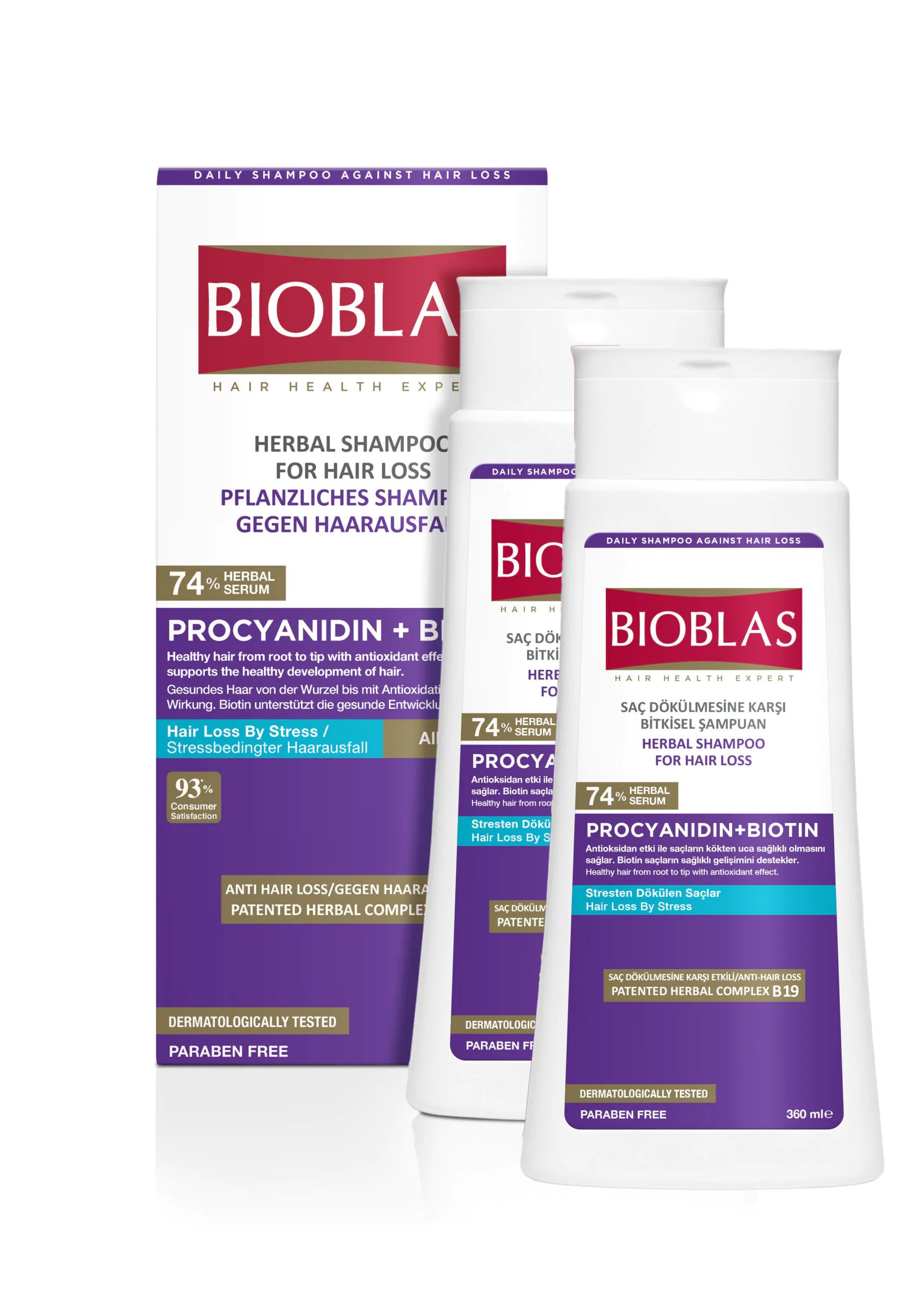 Bioblas – ziołowy, antystresowy szampon z procyjanidyną i biotyną do wszystkich rodzajów włosów 360 ml