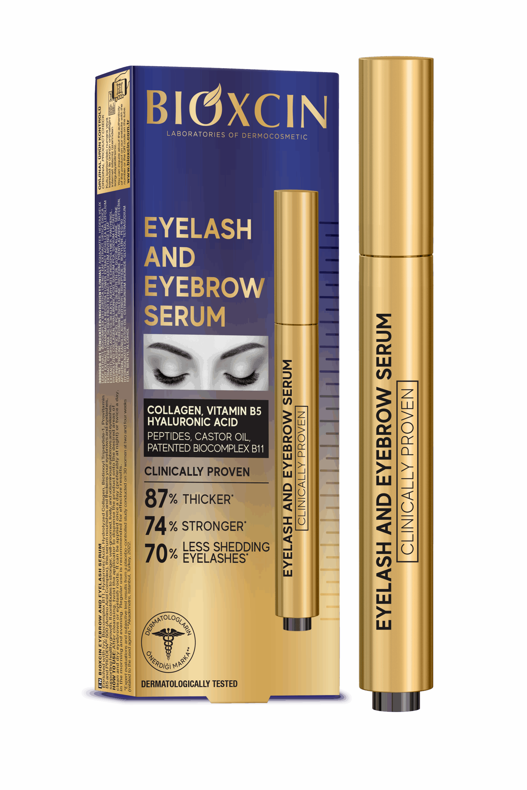Bioxcin Serum do brwi i rzęs z kolagenem i kwasem hialuronowym 3 ml