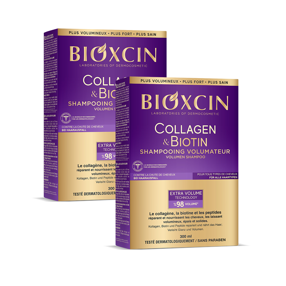 Bioxcin Collagen&Biotin Szampon wzmacniająco – odbudowujący, dodający objętości 2x300 ml