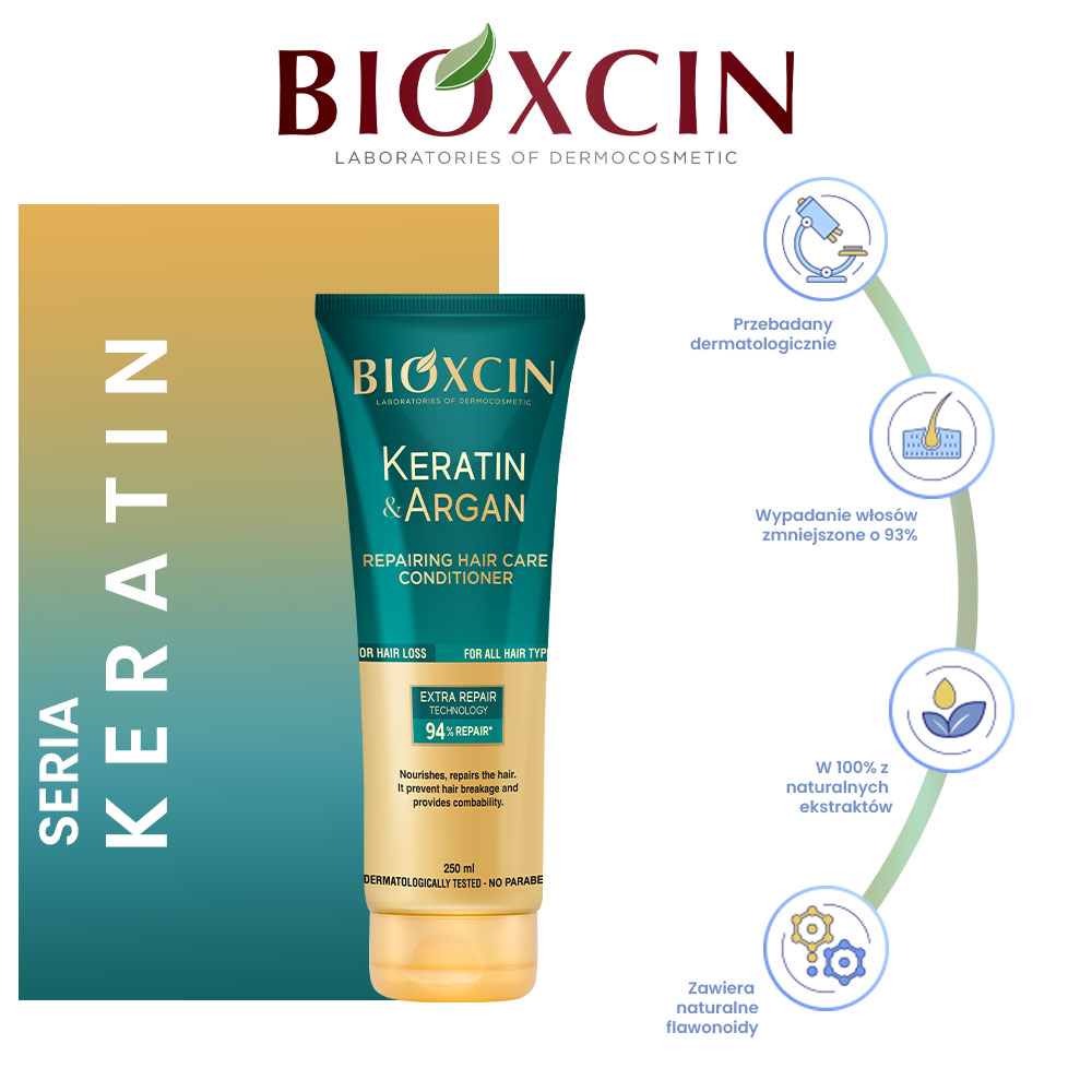 Bioxcin Keratin&Argan odżywka regenerująco - odbudowująca 250 ml - obrazek 2