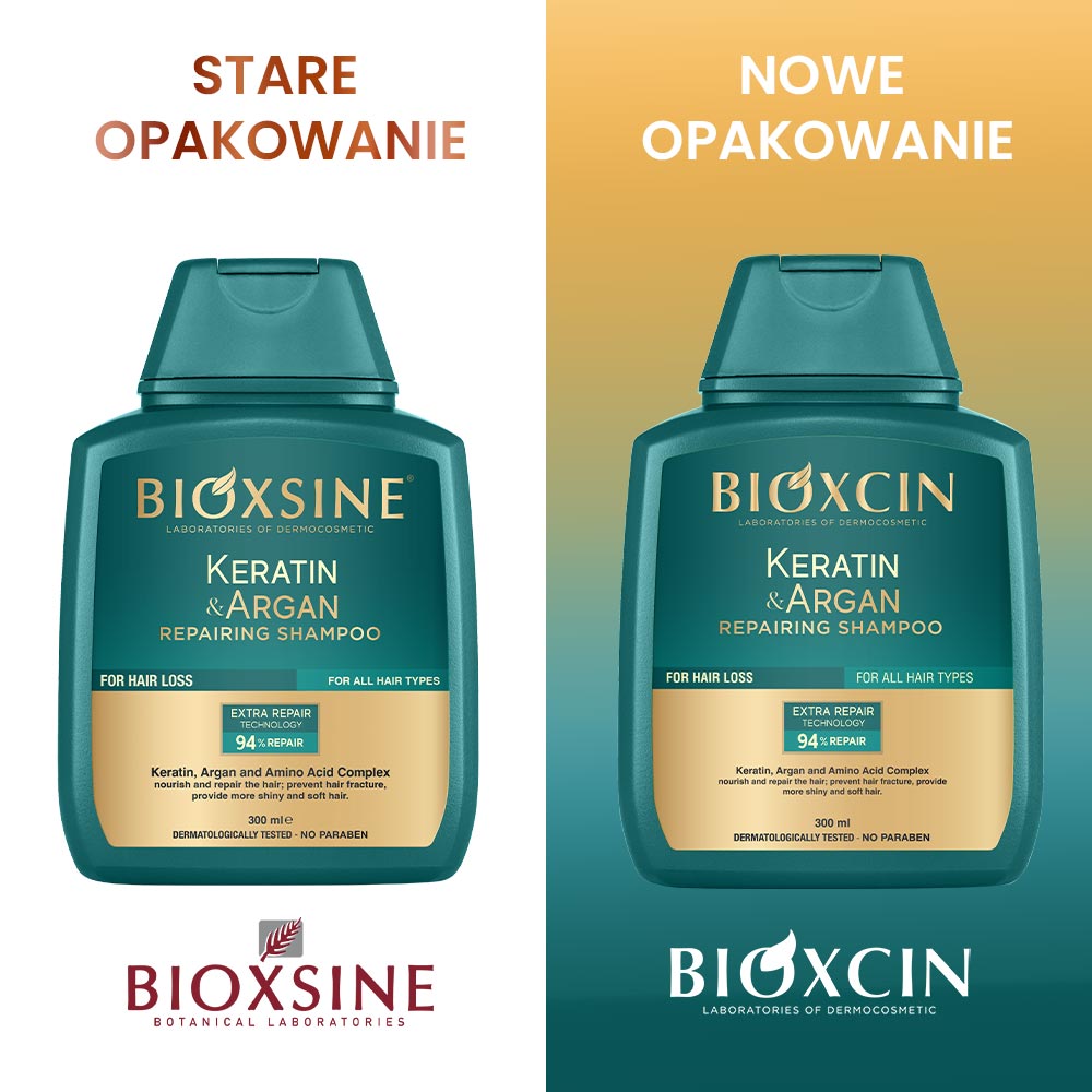 Zestaw Bioxcin Keratin & Argan - Szampon regenerująco – nawilżający 300 ml + 100 ml gratis - obrazek 4
