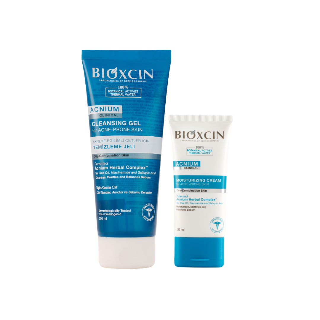 Zestaw Bioxcin Acnium - Żel do mycia twarzy 200 ml + krem nawilżający 50 ml